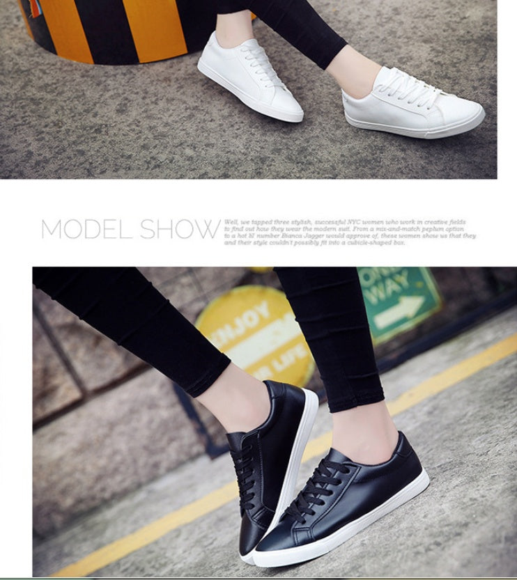 Women’s Casual White Leather Canvas Sneakers