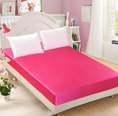 Summer Ice Silk Bed Cover Set – Solid Color Bedding with Pillowcases
