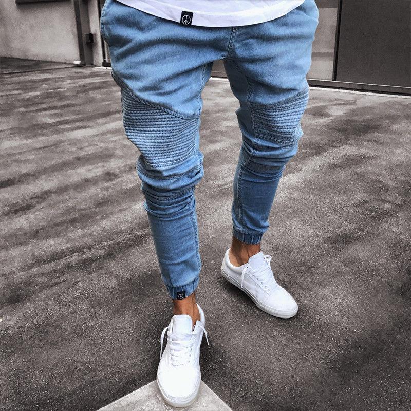 Men's Stretchy Ripped Biker Jeans
