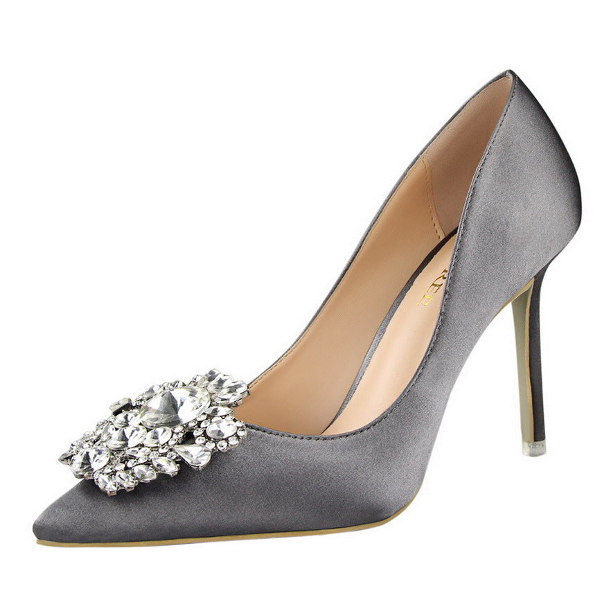 Women’s Black Leather Pointed Toe Stiletto Heels