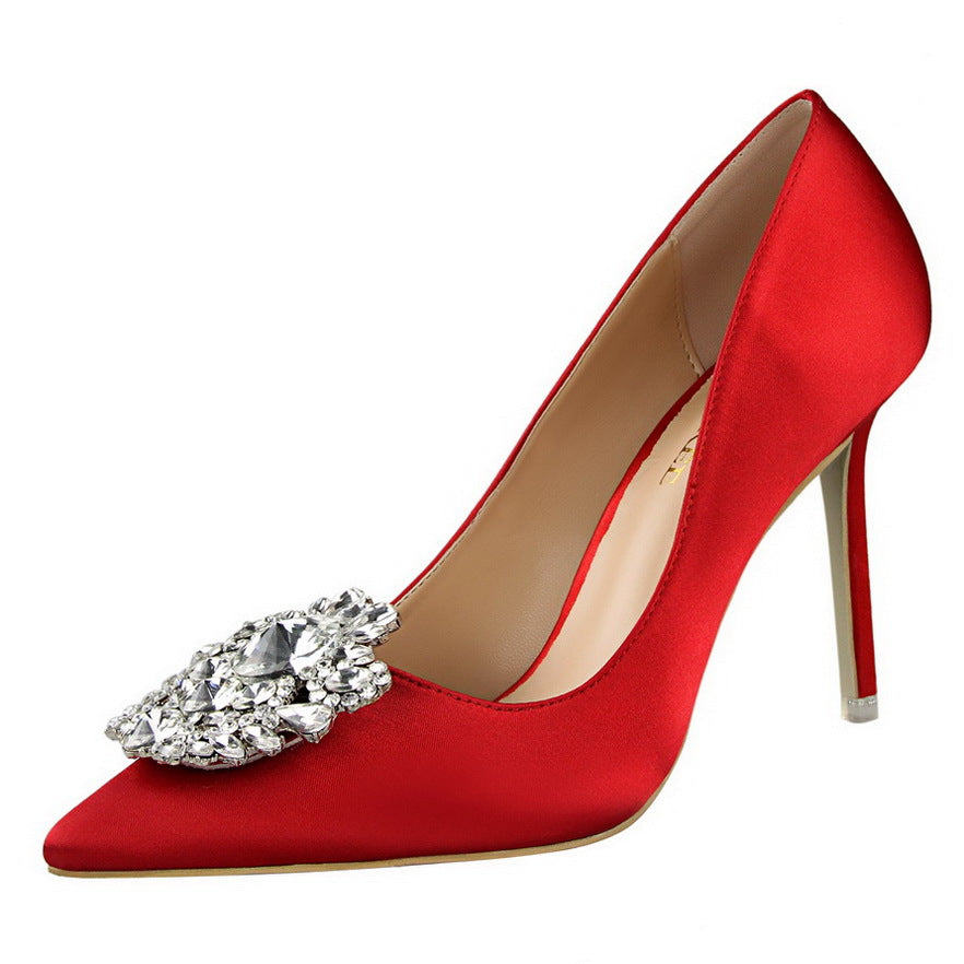 Women’s Black Leather Pointed Toe Stiletto Heels