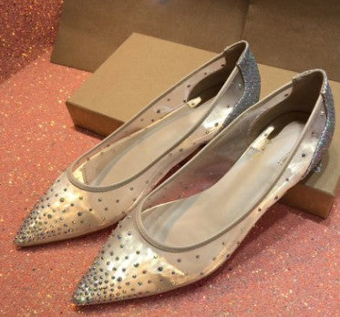 Women’s Mesh Rhinestone Pointed Toe High Heels