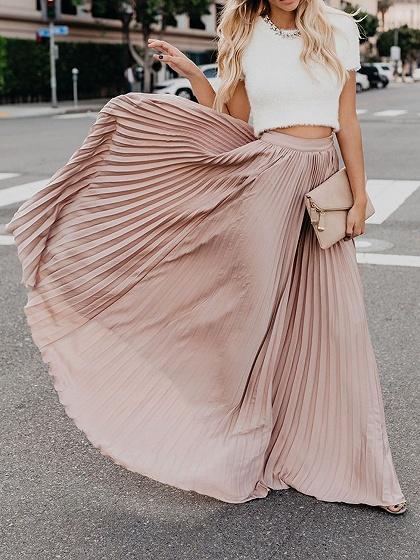 Women’s High Waist Casual Long Skirt