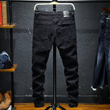 Men's Black Ripped Stretch Jeans