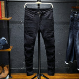 Men's Black Ripped Stretch Jeans