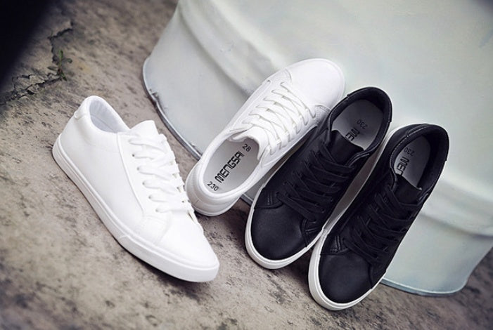 Women’s Casual White Leather Canvas Sneakers
