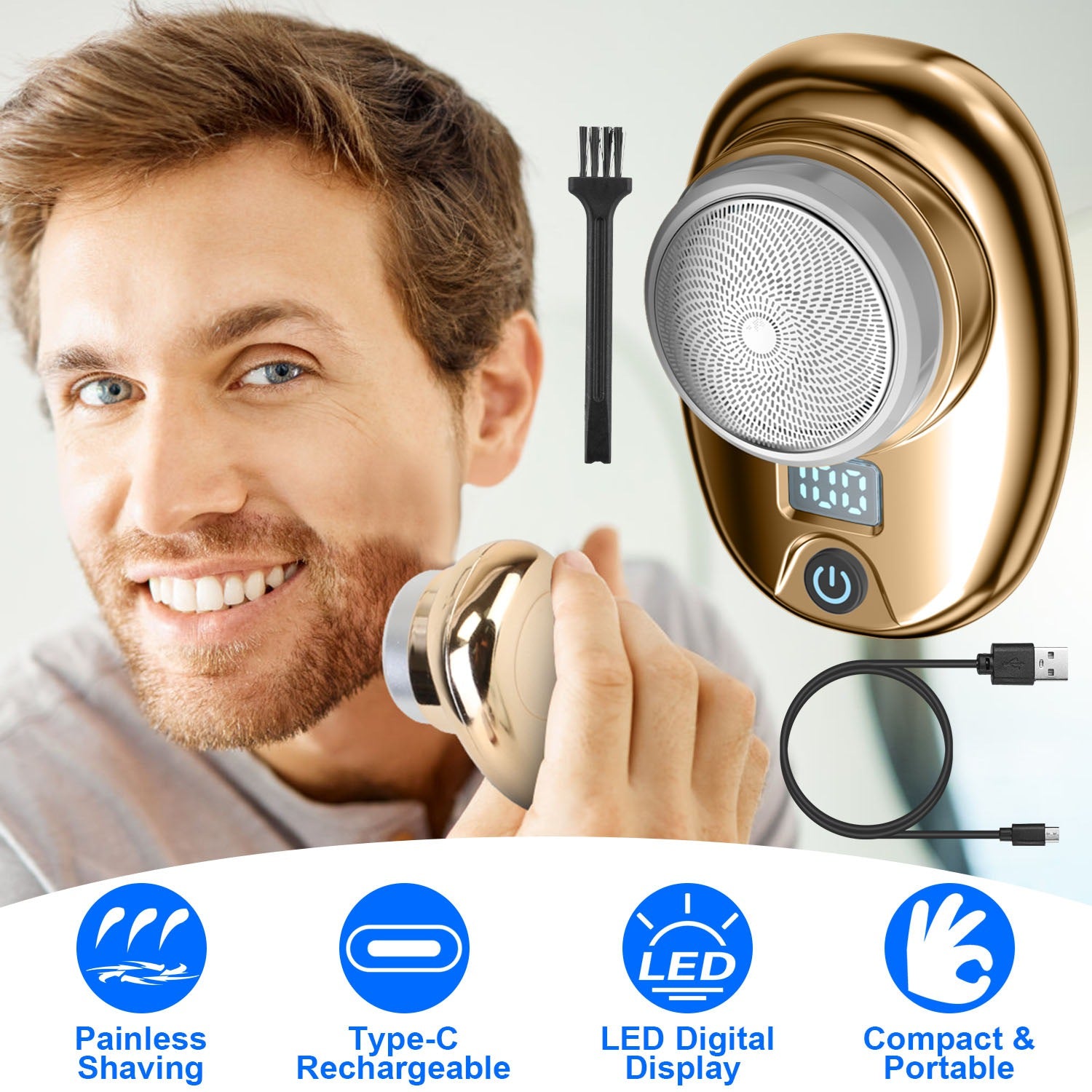 Portable Electric Shaver With LED Digital Display