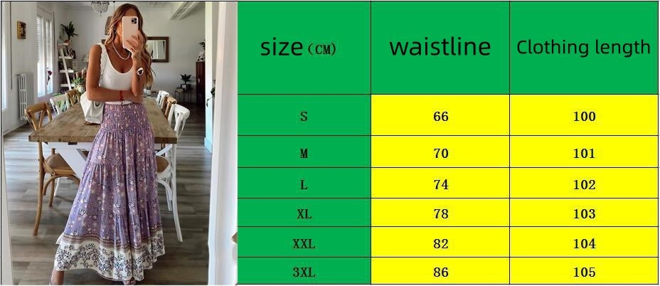 Women’s High Waist Printed Casual Long Skirt