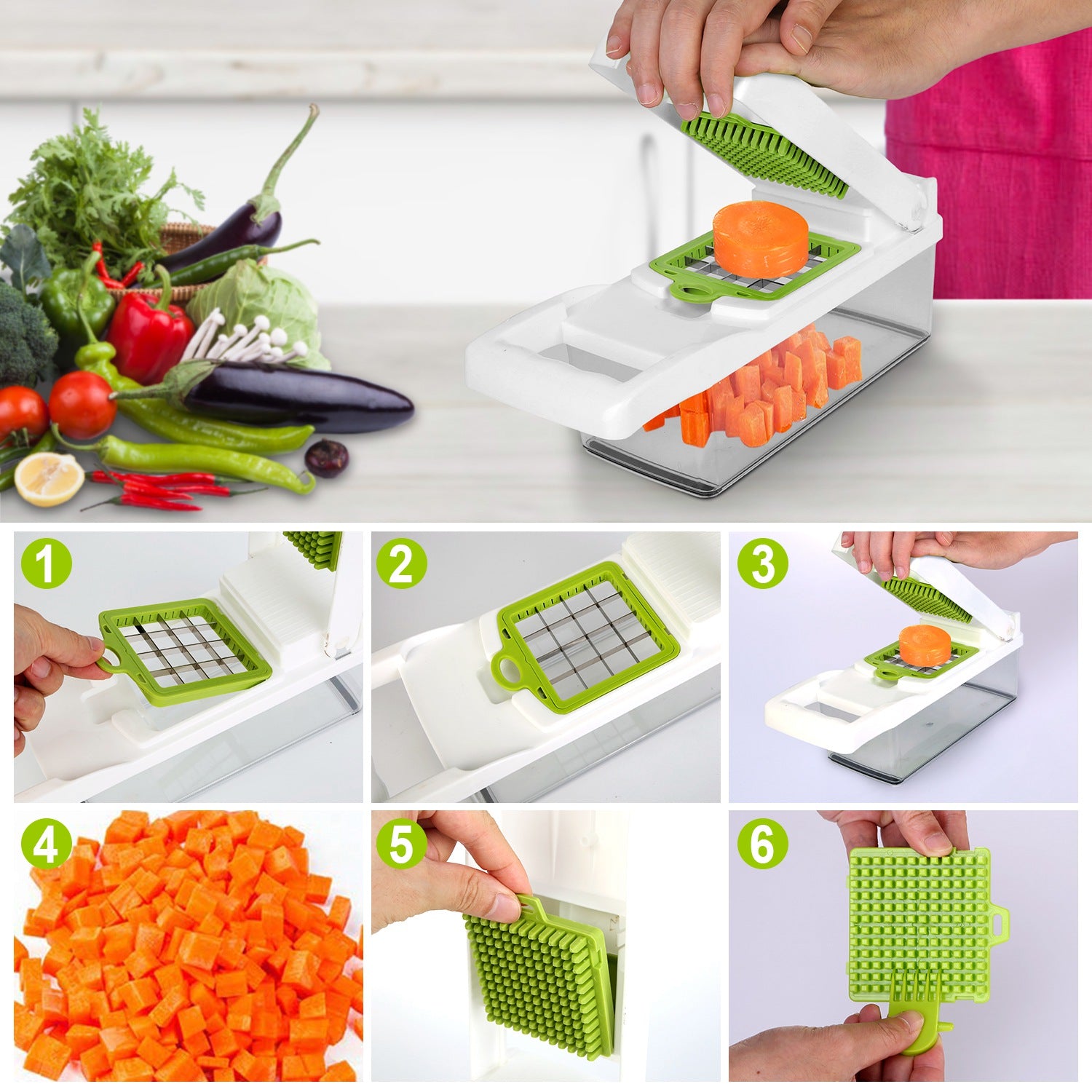 12-in-1 Vegetable Chopper & Food Slicer with Container