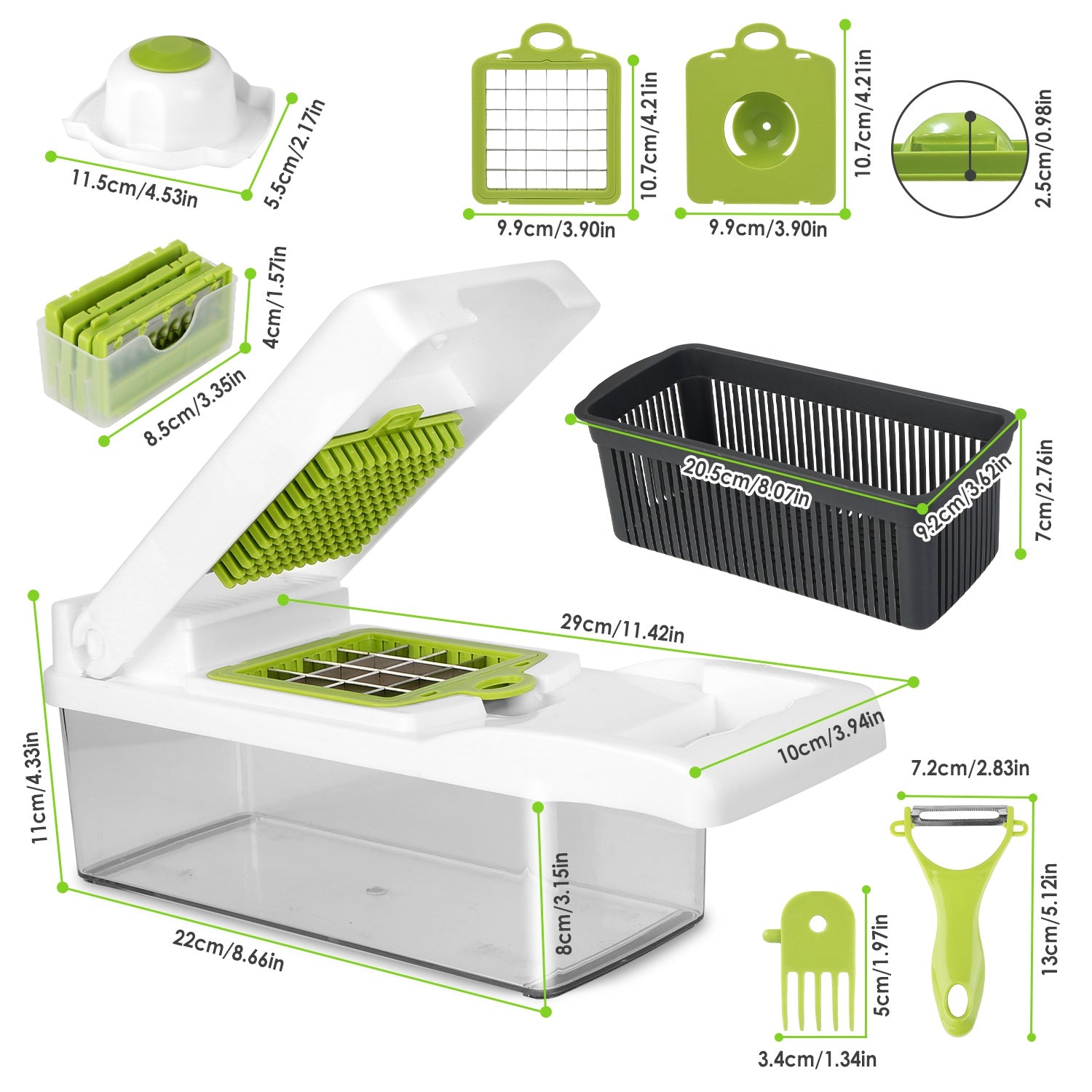 12-in-1 Vegetable Chopper & Food Slicer with Container