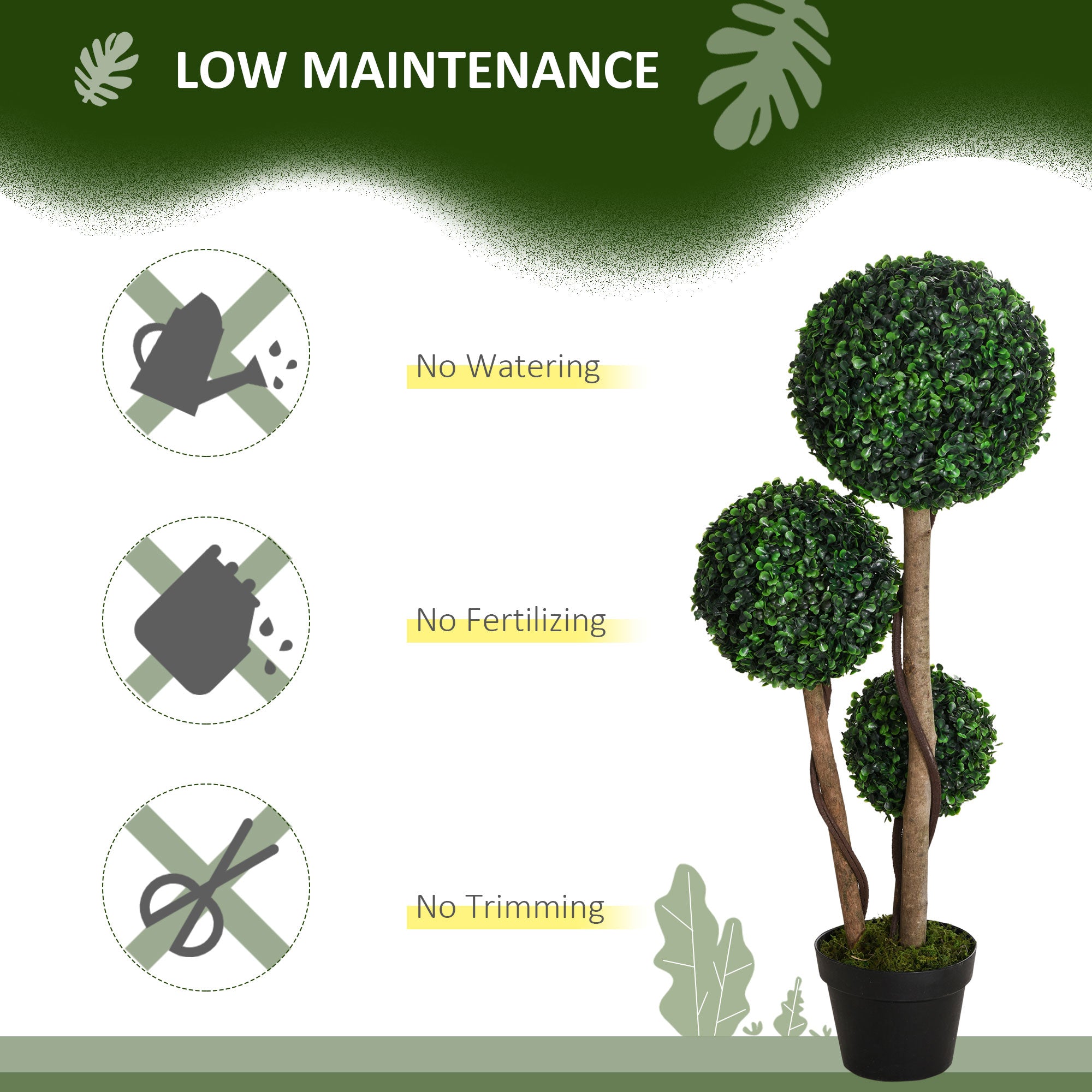 35.5" Artificial Boxwood Topiary Tree