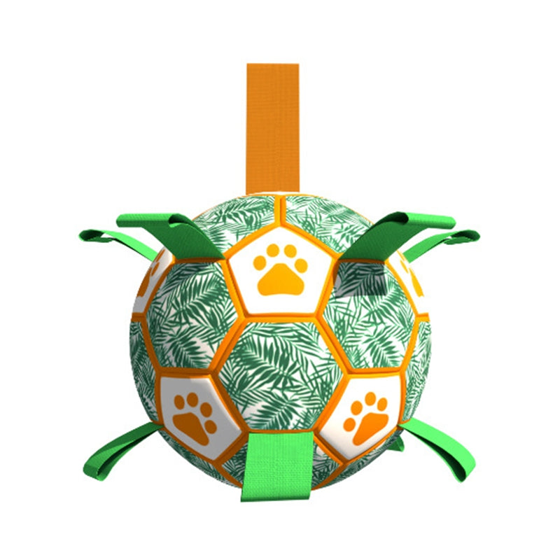 Interactive Dog Soccer Ball Toy with Grab Tabs for Chewing & Training