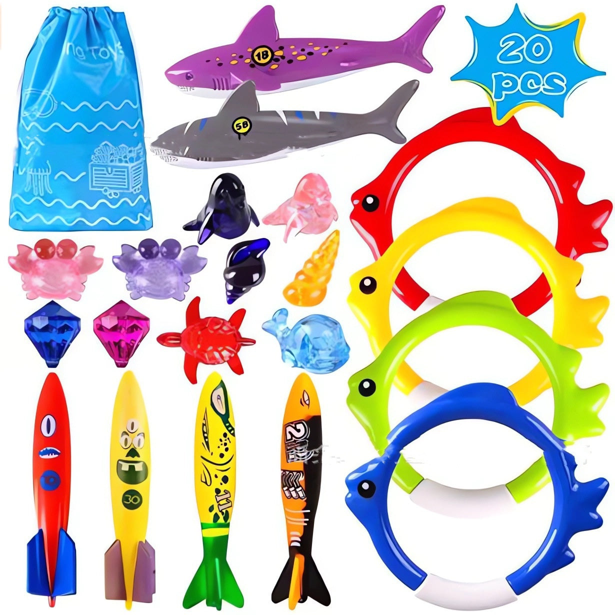 20 Piece Diving Treasure Toy Set