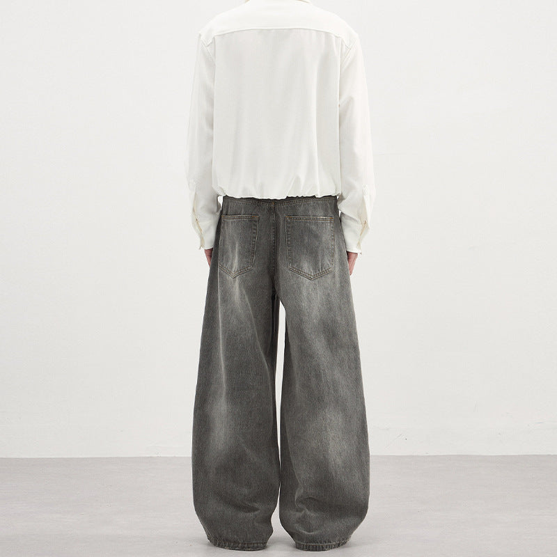 Men's Basic Washed Gray Denim Jeans