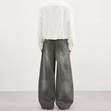 Men's Basic Washed Gray Denim Jeans