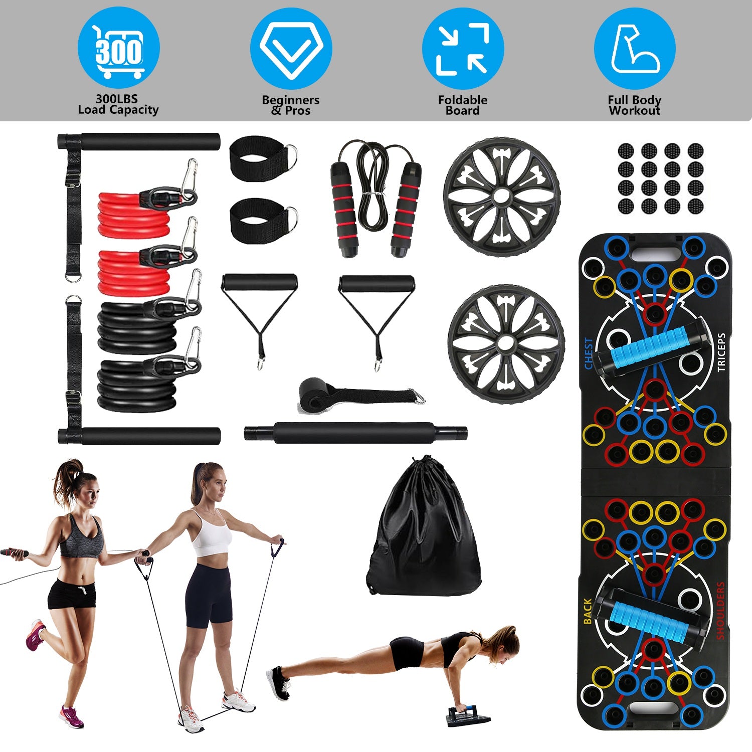 Multifunctional Push-Up Board with 15 Fitness Accessories – Full Body Home Gym Workout Equipment