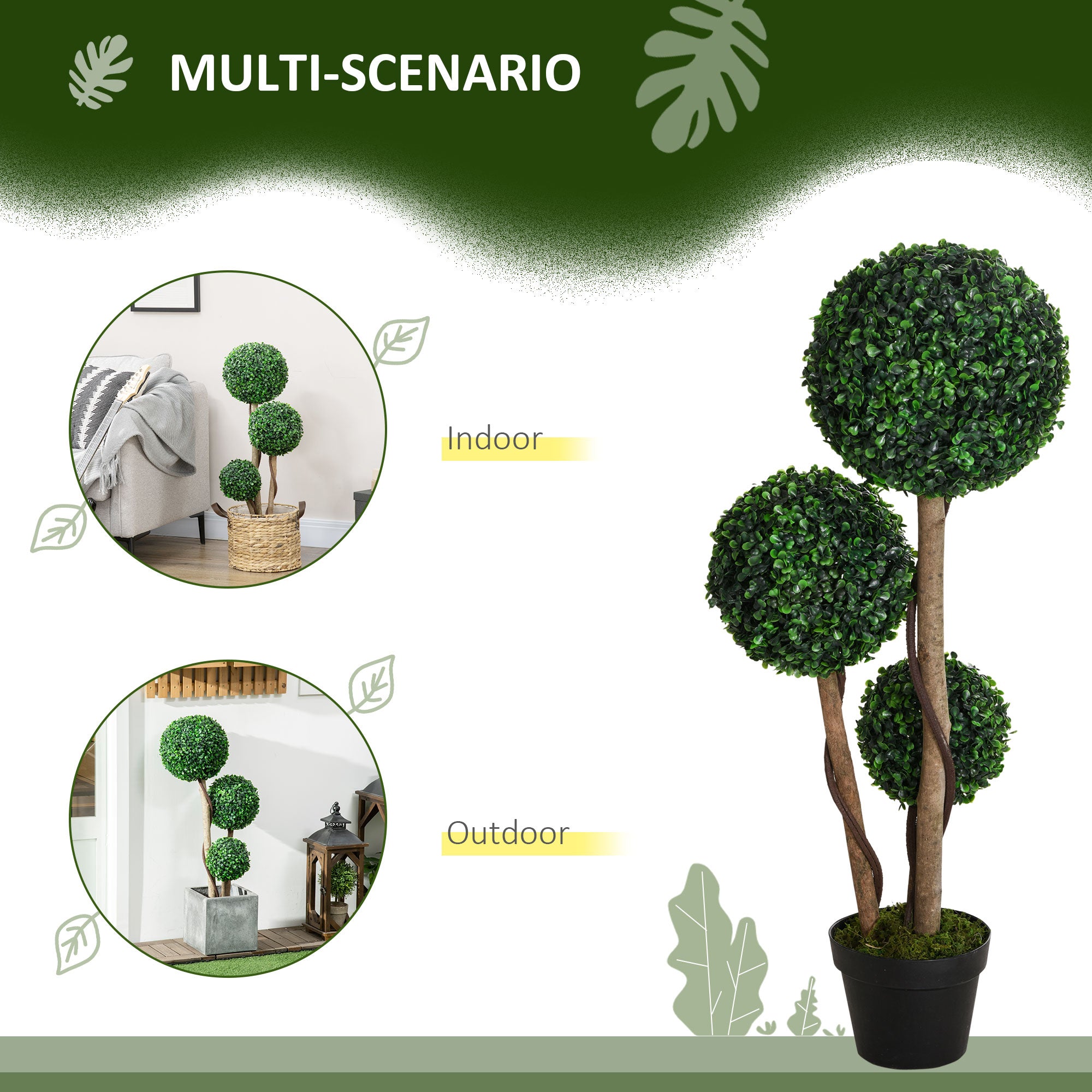 35.5" Artificial Boxwood Topiary Tree