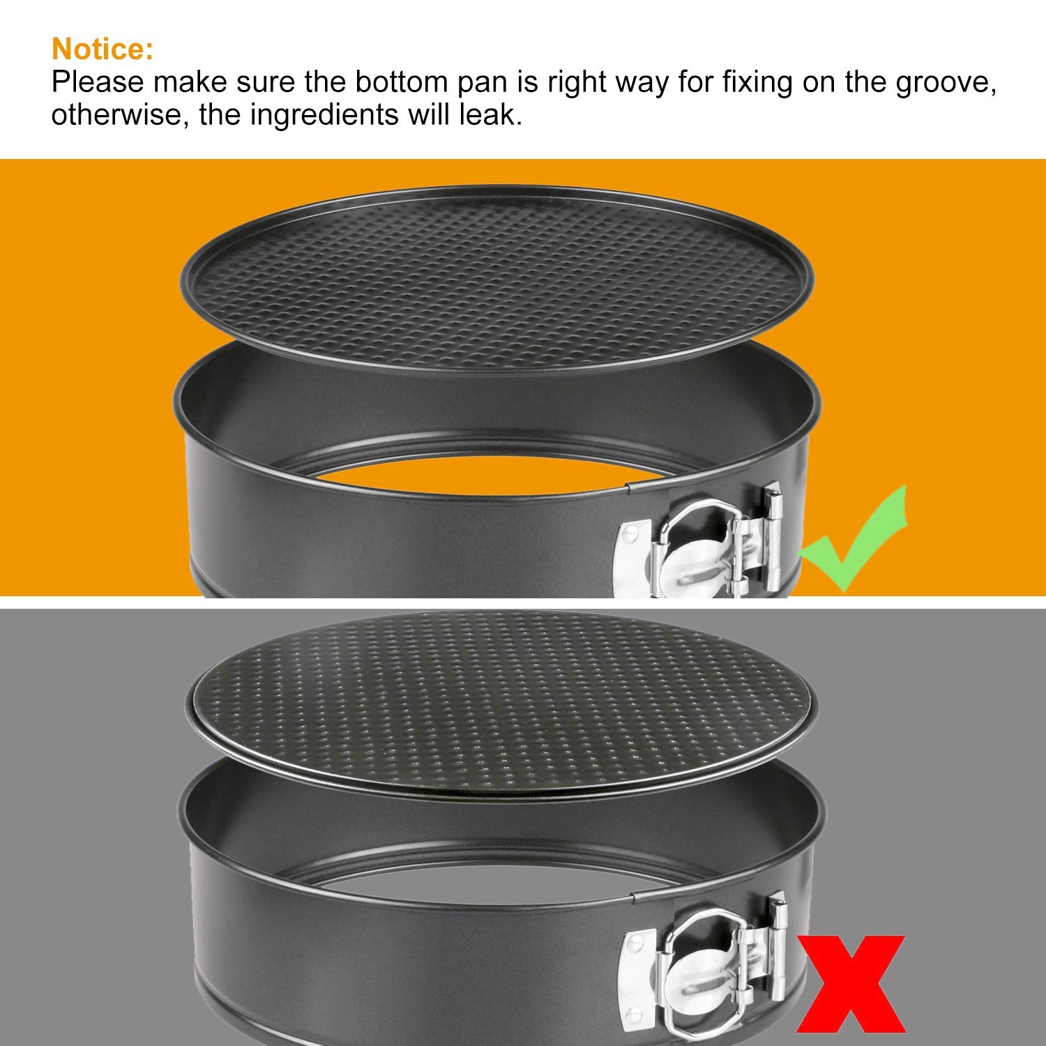 3-Piece Non-Stick Springform Cake Pan Set (9–11 Inch)