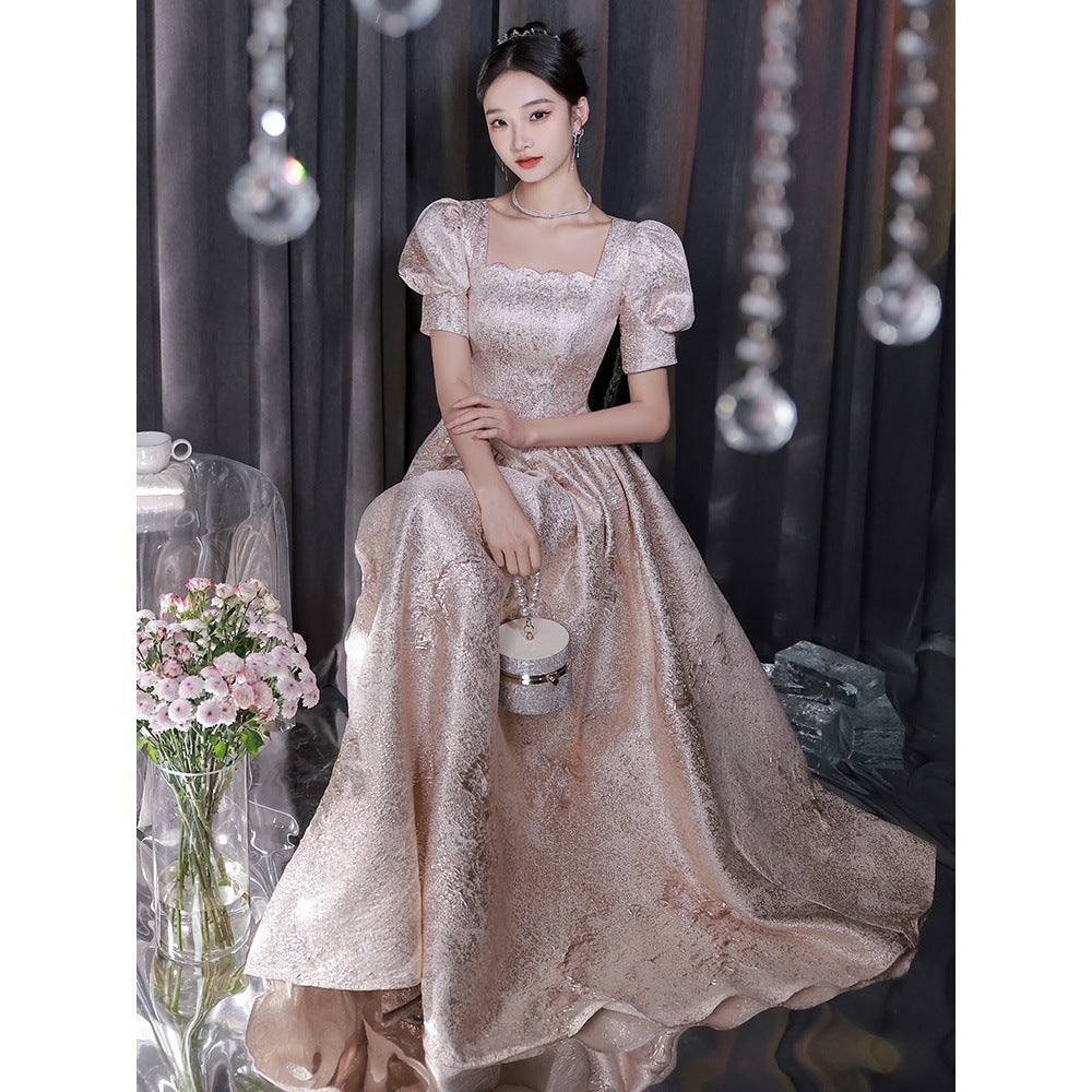 Women’s Champagne Evening Dress Elegant Formal Gown