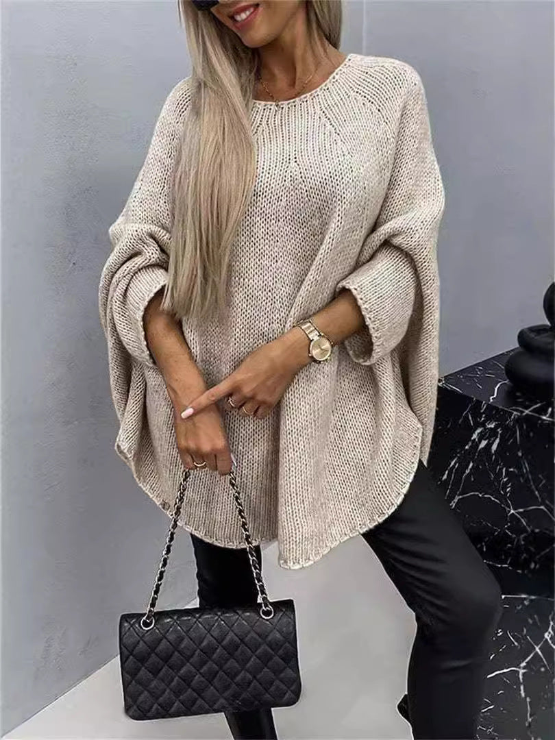 Women’s Winter Oversized Batwing Sleeve Knitted Pullover Sweater