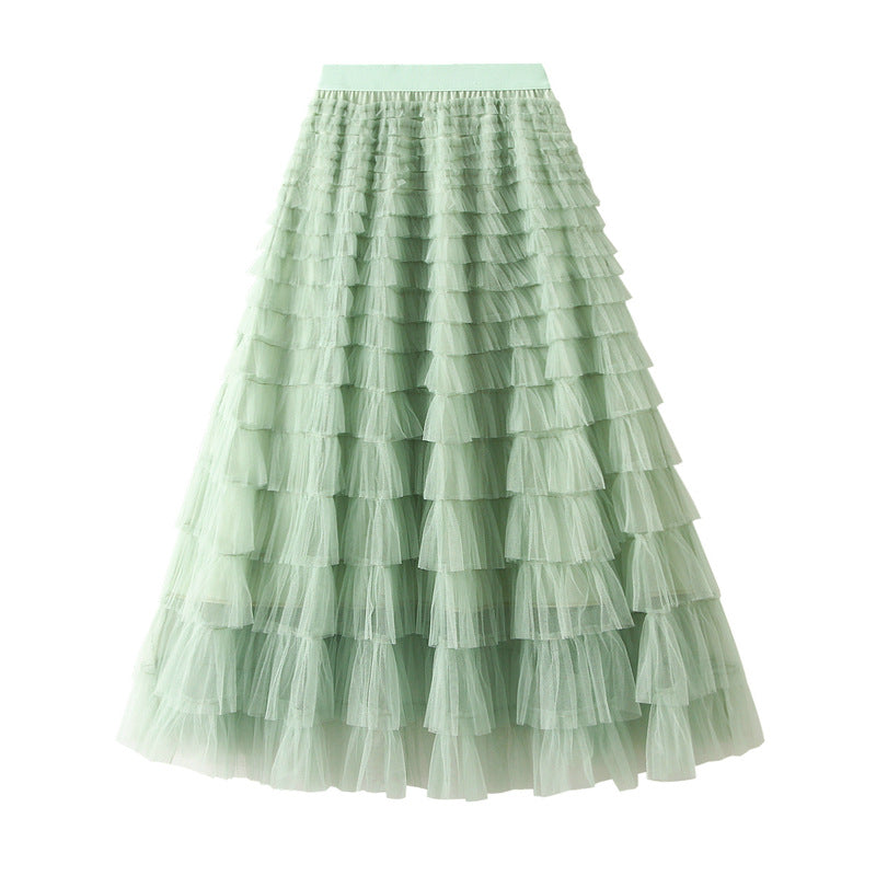 Women’s White Gauze Pleated Cake Skirt