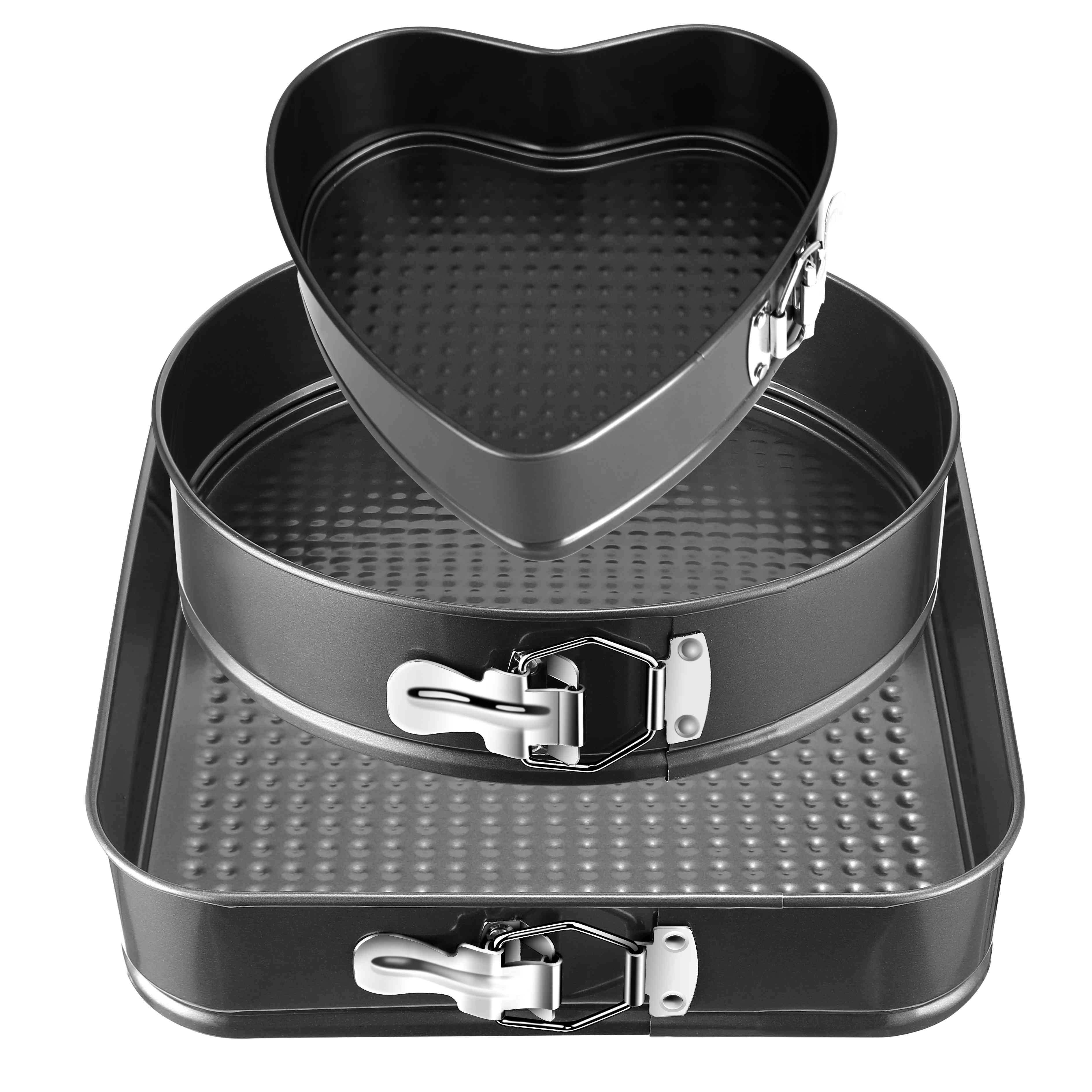 3-Piece Non-Stick Springform Cake Pan Set (9–11 Inch)