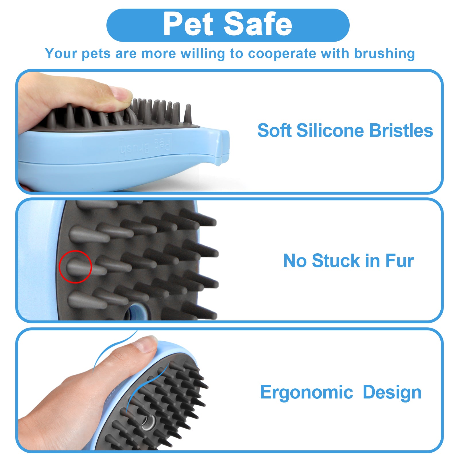 Steam Cat Grooming Brush for Shedding & Massage