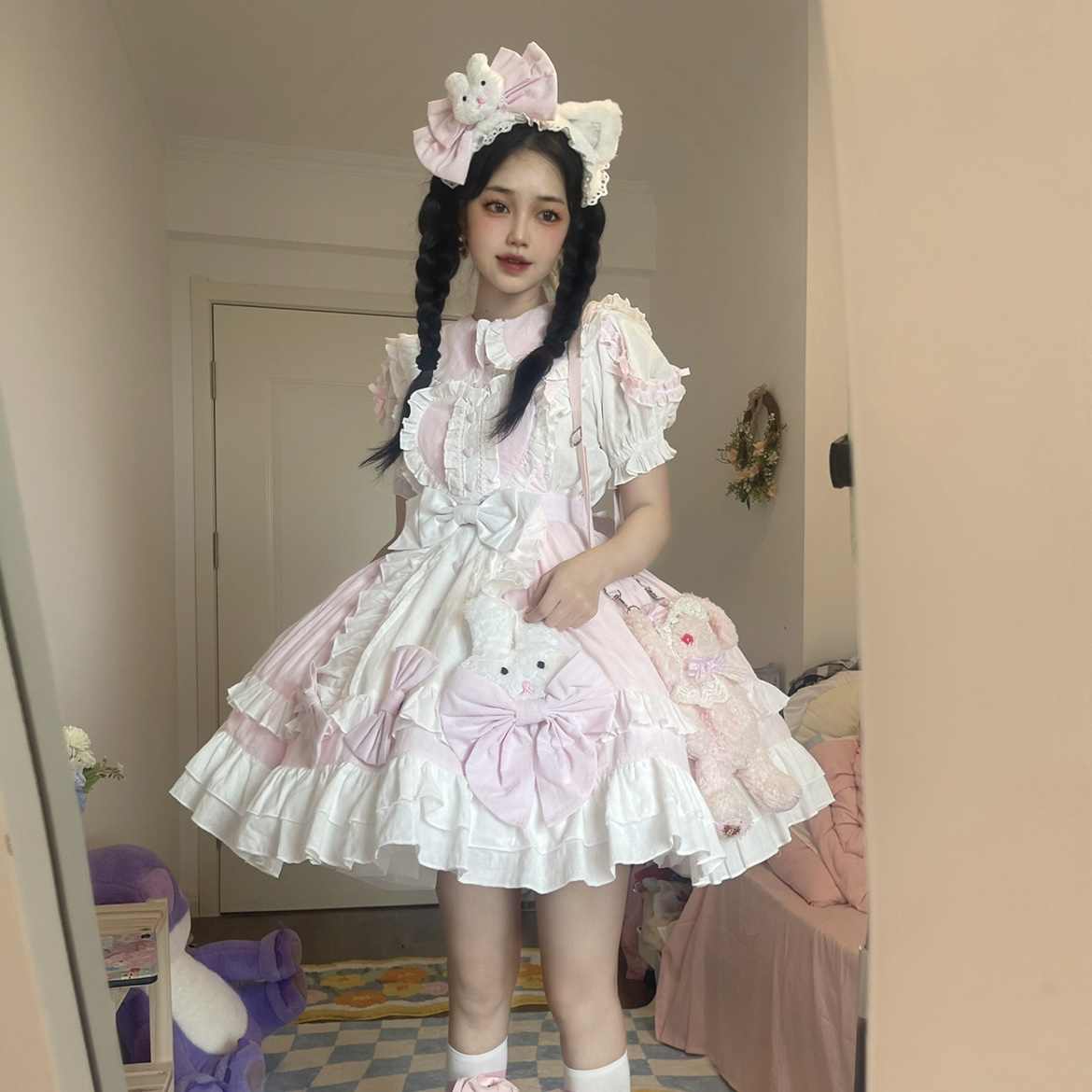 Women’s Cute Lolita Suspender Skirt Dress Stylish Outfit