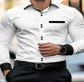 Men's Casual Solid Color Pocket Long Sleeve Shirt
