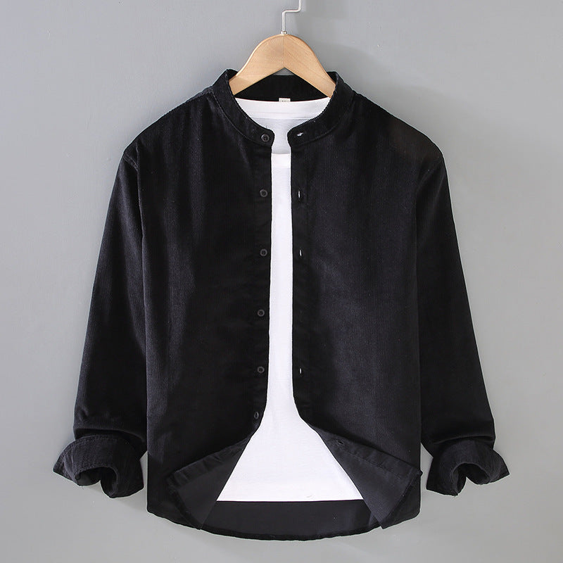 Men's Retro Corduroy Stand Up Collar Shirt Jacket