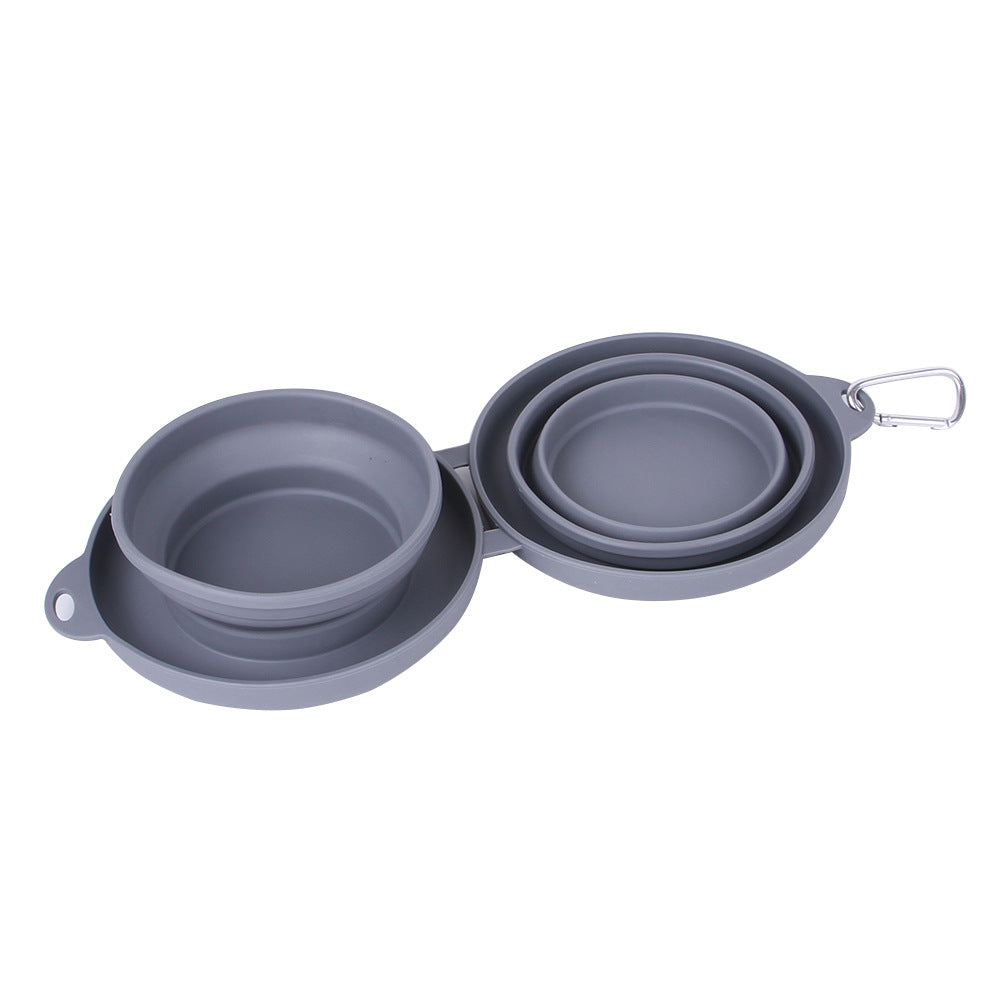 Foldable Rubber Double Pet Bowl for Dogs & Cats