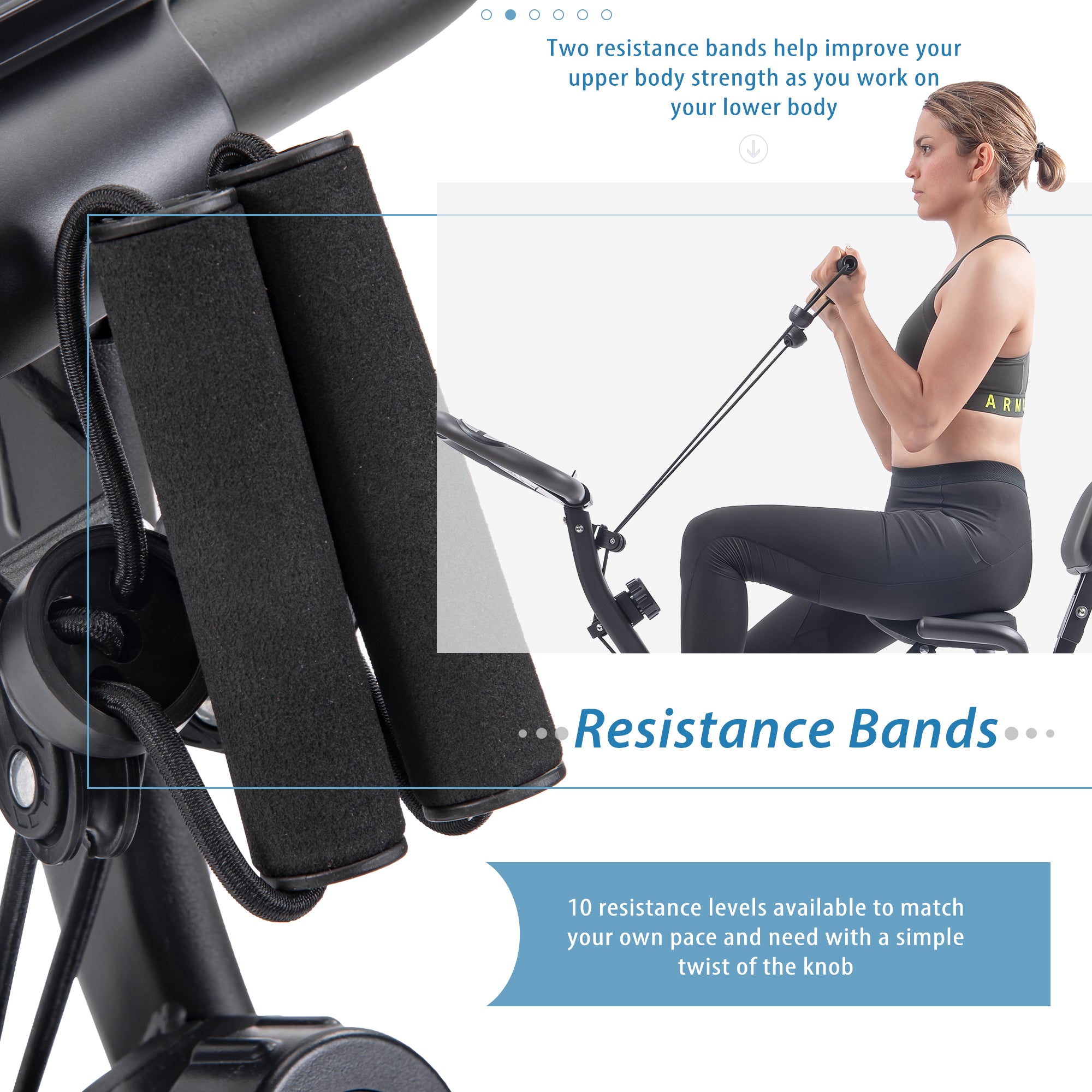 Folding Upright & Recumbent Exercise X-Bike with 16-Level Resistance, Arm Bands & Backrest