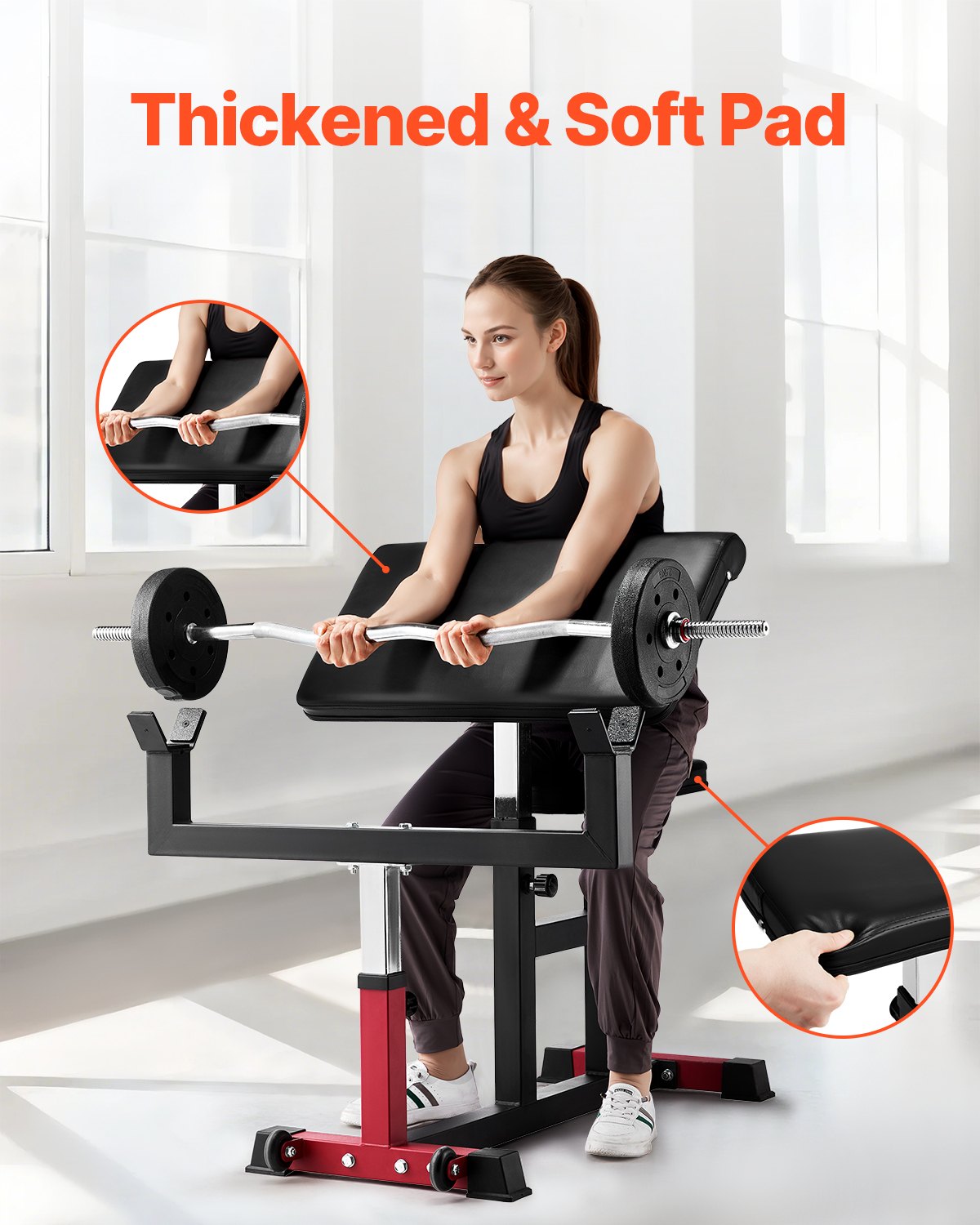 Preacher Curl Bench – Adjustable Bicep Strength Training Station for Home Gym, 440 lbs Capacity