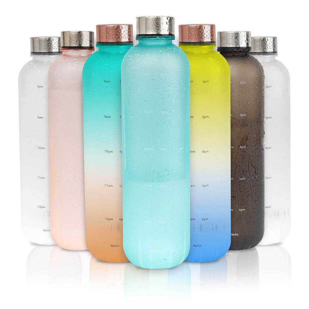 Frosted Gradient Plastic Sports Water Bottle with Handle