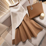 Women’s Winter Brown Contrast A-Line Skirt