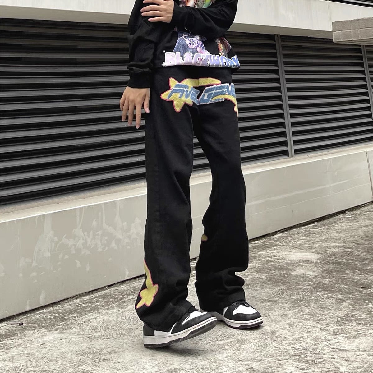 Men's Casual Print Loose Jeans