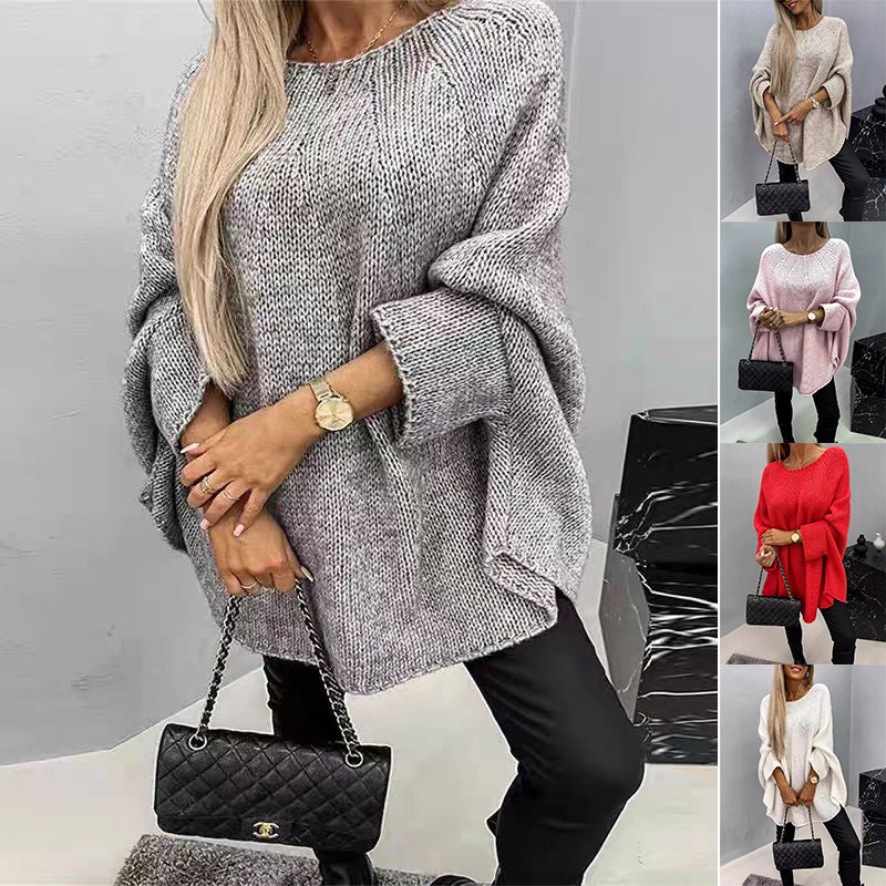 Women’s Winter Oversized Batwing Sleeve Knitted Pullover Sweater