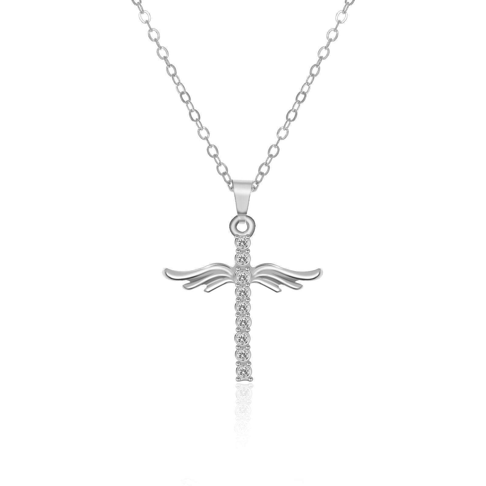 Angel Wings Cross Pendant Necklace