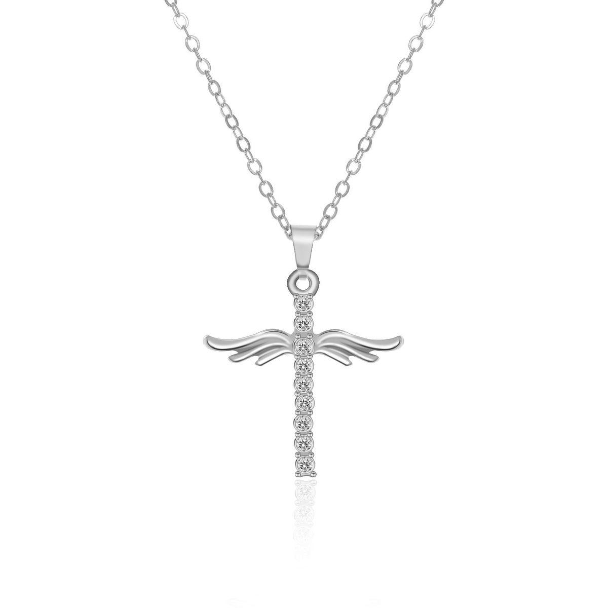 Angel Wings Cross Pendant Necklace