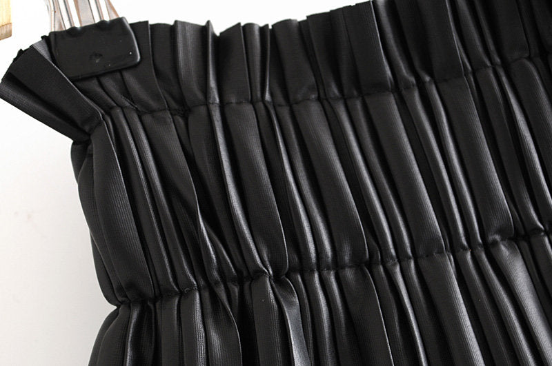 Women’s Pleated Faux Leather Skirt