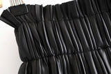 Women’s Pleated Faux Leather Skirt