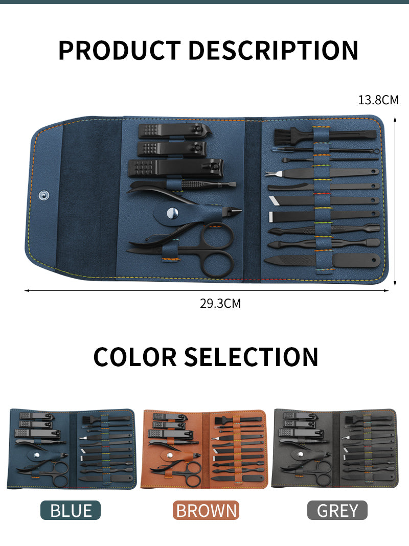 16 Piece Nail and Grooming Kit with Bag Manicure Pedicure Ear Care Tools