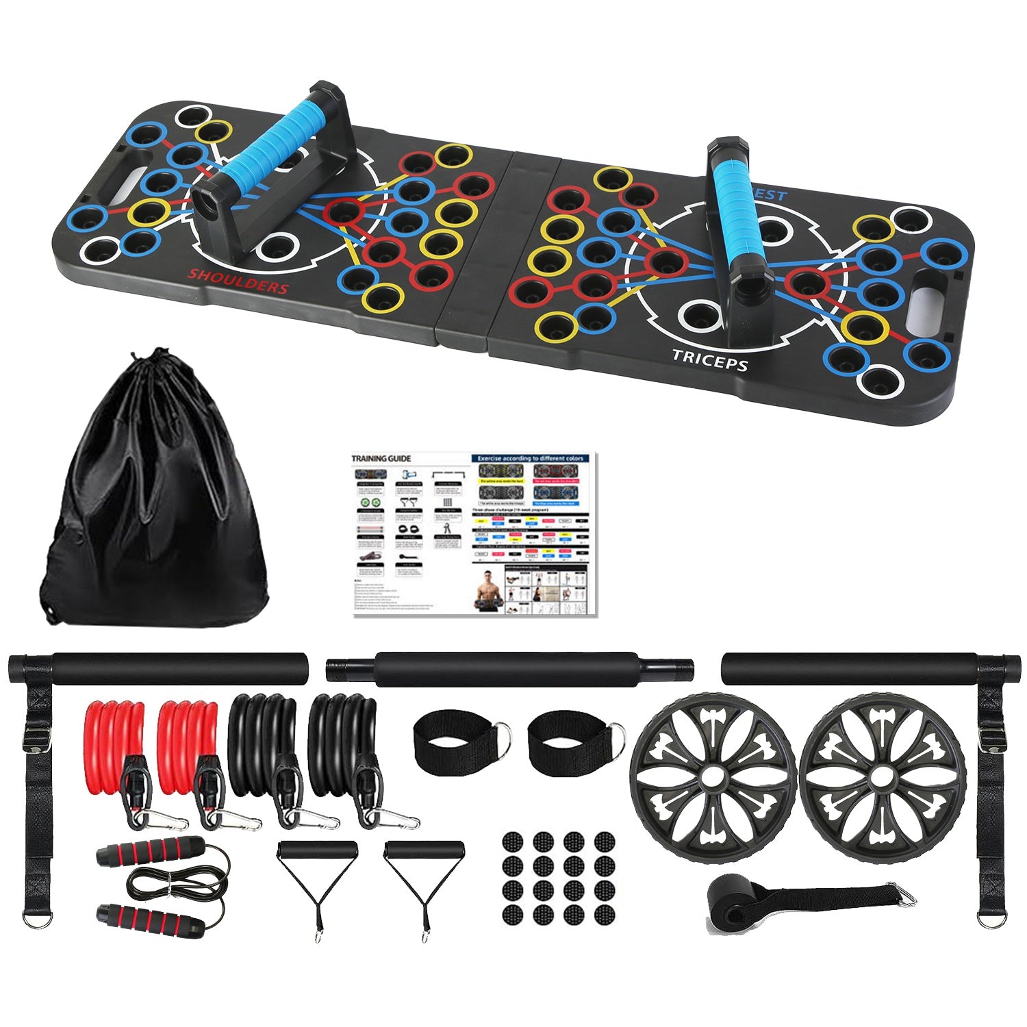 Multifunctional Push-Up Board with 15 Fitness Accessories – Full Body Home Gym Workout Equipment