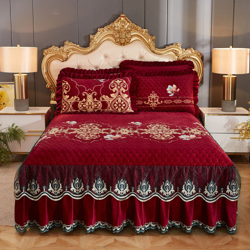 Single-Piece Short Plush Bed Cover – Soft Cozy Bedding for Bedroom