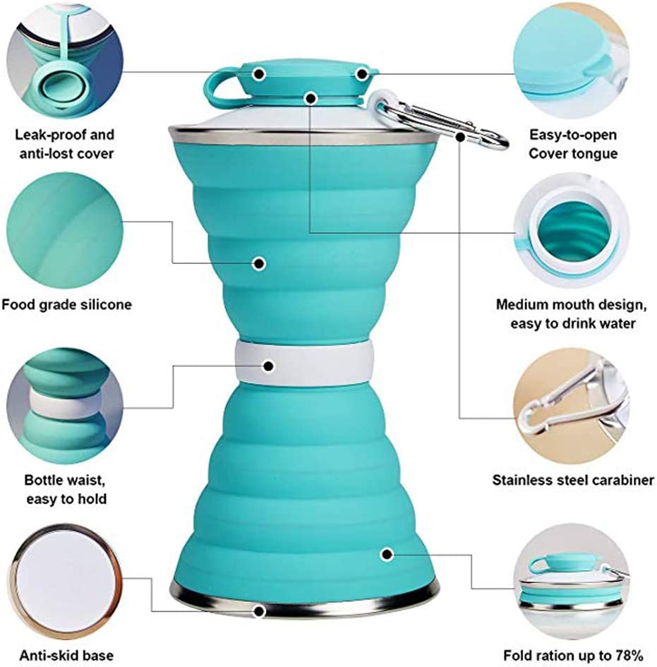 500ml Foldable Silicone Water Bottle – Leakproof, Portable Sports & Travel Bottle