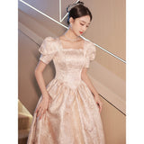 Women’s Champagne Evening Dress Elegant Formal Gown
