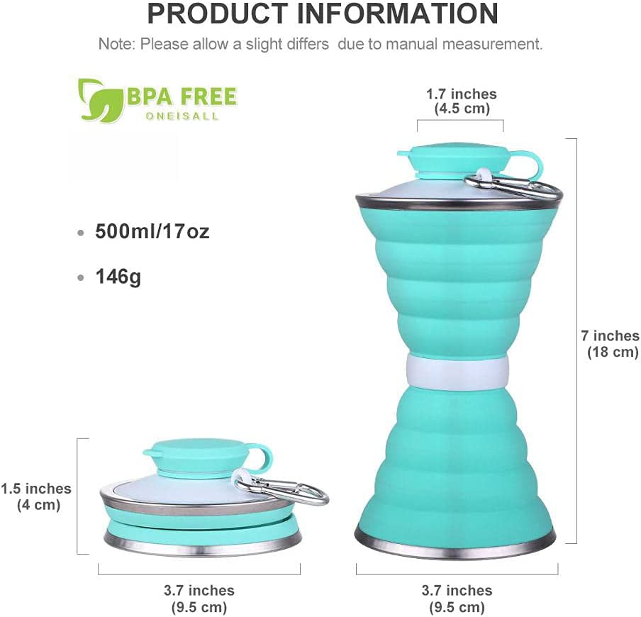 500ml Foldable Silicone Water Bottle – Leakproof, Portable Sports & Travel Bottle
