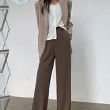 Women’s Casual Drape Wide-Leg Brown Pants