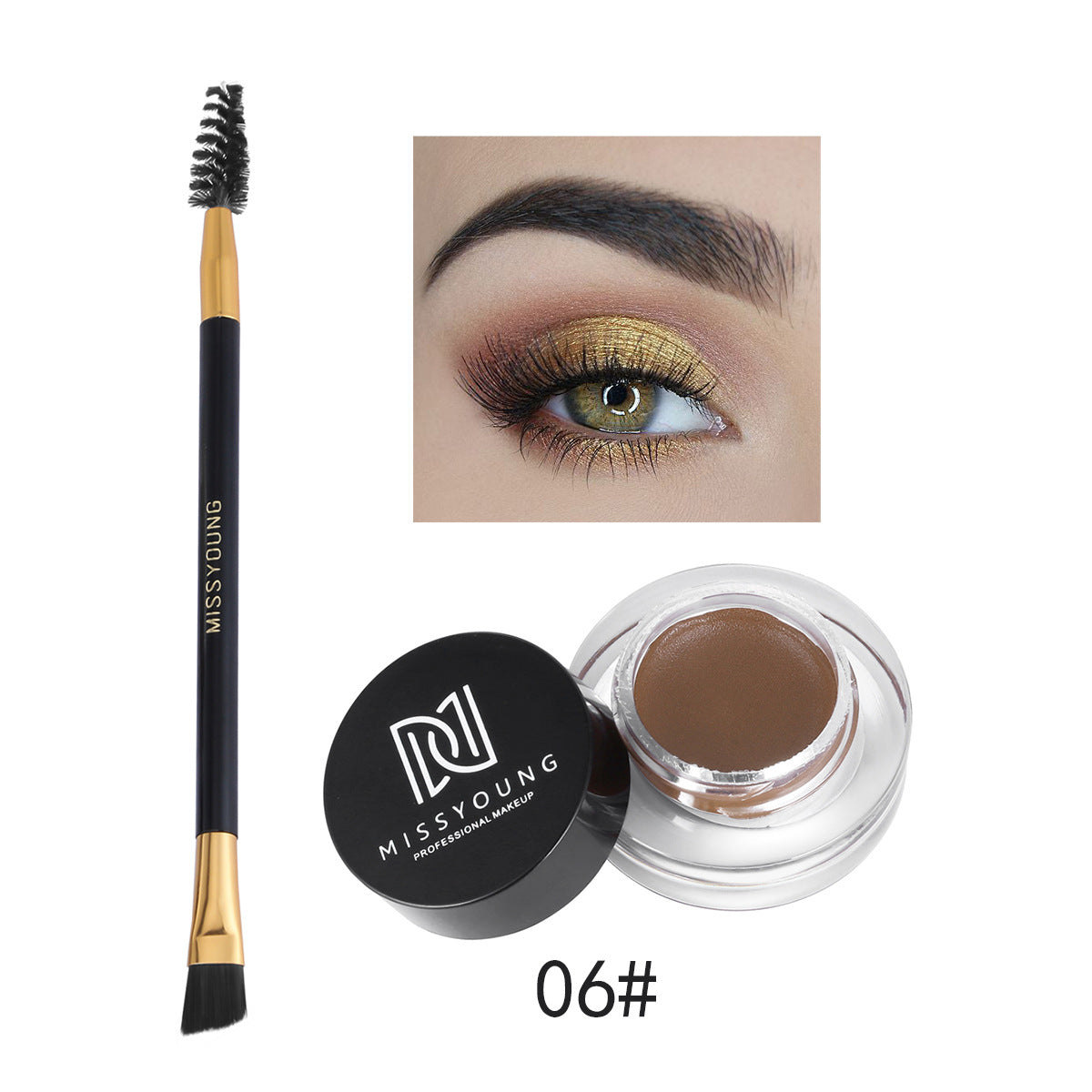 Waterproof Eyebrow Cream and Brush Set Natural Long Lasting