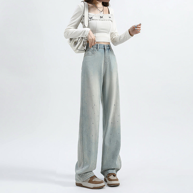 Women’s Mint Green Straight Loose Jeans
